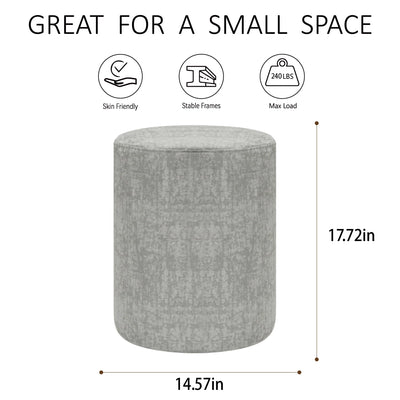 Dark Grey Velvet Round Ottoman #100143