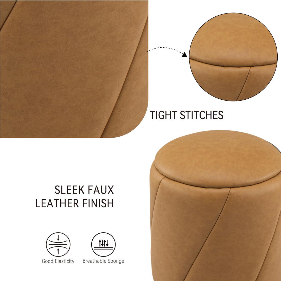 Brown Faux Leather Storage Ottoman #100152
