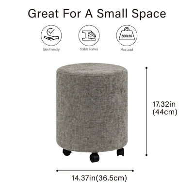 Dark Grey Round Ottoman With Pulley #100149