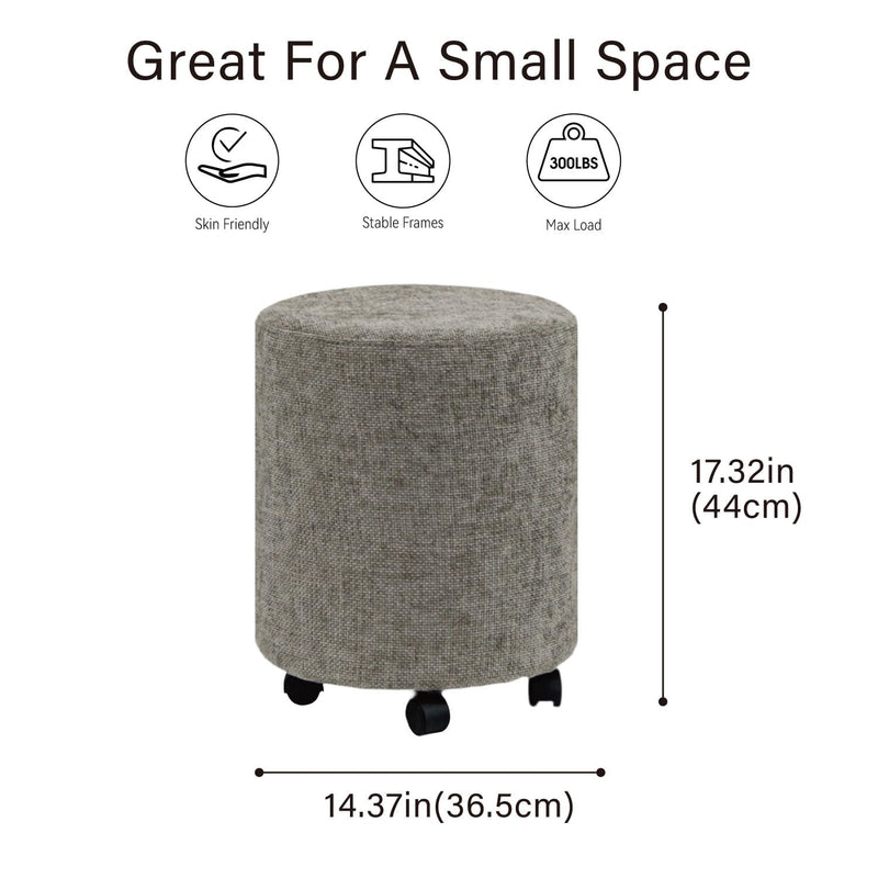 Dark Grey Round Ottoman With Pulley 