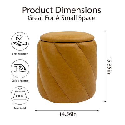 Mustard Faux Leather Storage Ottoman #100128