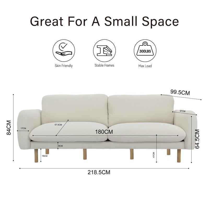 Off White Wood Modern Living Room Sofa 