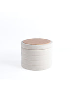 Load image into Gallery viewer, White Chenille Round Ottoman With Storage #100187