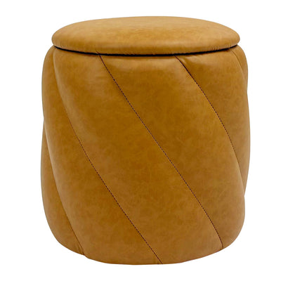 Mustard Faux Leather Storage Ottoman #100128