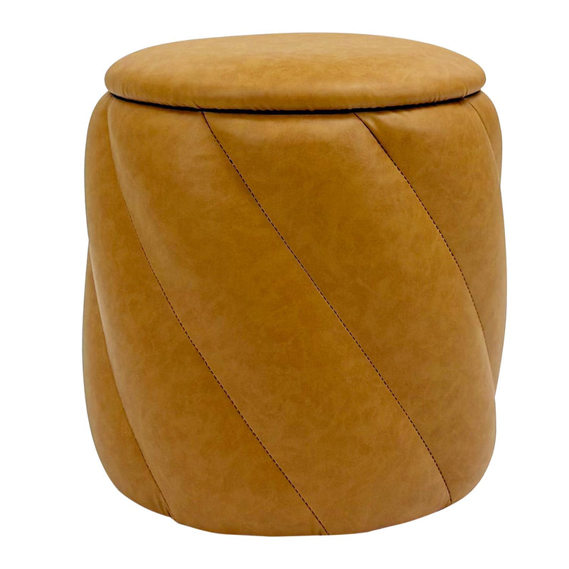 Mustard Faux Leather Storage Ottoman 
