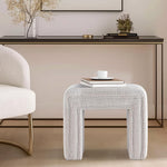 Load image into Gallery viewer, Moony Beige with White Boucle U Shaped Ottoman #100190
