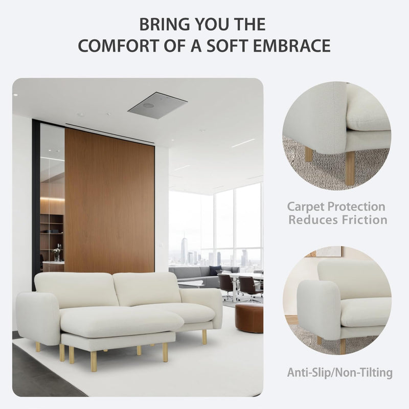 Off White Modern L Shape Sectional Sofa 