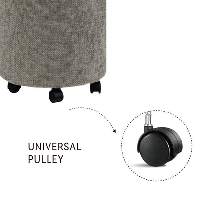 Dark Grey Round Ottoman With Pulley #100149