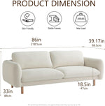 Load image into Gallery viewer, Off White 86&quot; Wide Mid Century Modern Upholstered Sofa with Comfort Cushions
