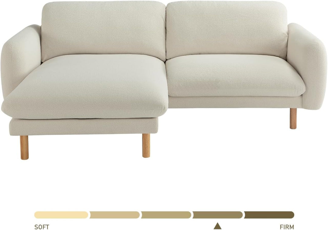 Off White Convertible Sectional Sofa, Modern L Shape Couches with Left/Right Chaise, 86"Wide Mid-Century Sofa with Reversible Cushions
