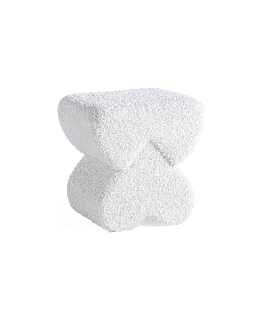 Lovers Upholstered Soft Padded Top Ottoman(White)#100327 Get Set Style Furniture