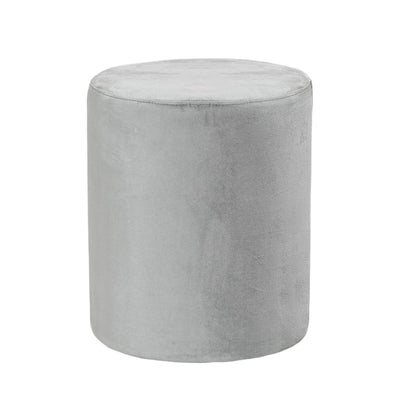 Light Grey Velvet Round Ottoman #100142