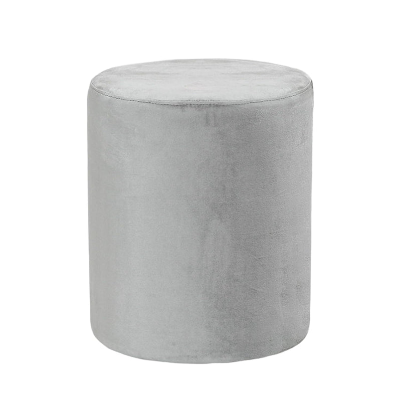 Light Grey Velvet Round Ottoman 