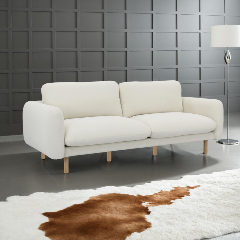 Off White Wood Modern Living Room Sofa 