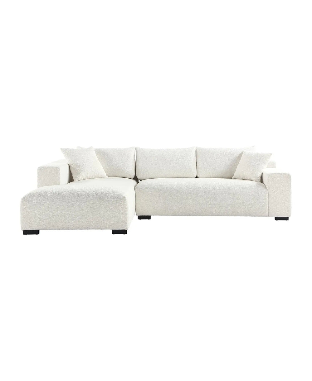 113" Wide Sectional sofa, Modern Boucle Fabric L-Shaped Sofa, 2 Pieces Modular with Left Facing Chaise and 2 Pillows (White) #030005 Get set style furniture