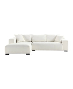113" Wide Sectional sofa, Modern Boucle Fabric L-Shaped Sofa, 2 Pieces Modular with Left Facing Chaise and 2 Pillows (White) #030005 Get set style furniture