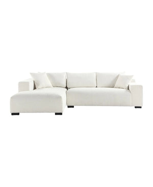 113" Wide Sectional sofa, Modern Boucle Fabric L-Shaped Sofa, 2 Pieces Modular with Left Facing Chaise and 2 Pillows (White) #030005 Get set style furniture