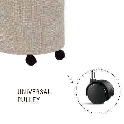 Creamy Round Ottoman With Pulley #100150