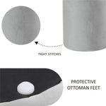 Load image into Gallery viewer, Light Grey Velvet Round Ottoman #100142
