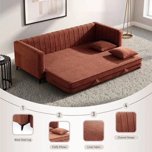 Luxora 84.6" Convertible Sleeper Sofa Bed, 2-in-1 Folding Sofa Bed with 2 Pillow (Red) #030021 Get Set Style Furniture