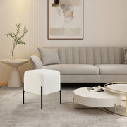 Everest Ivory Cube Shaped Boucle White Stool