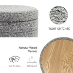 Load image into Gallery viewer, Beige Chenille Round Ottoman With Storage #100136
