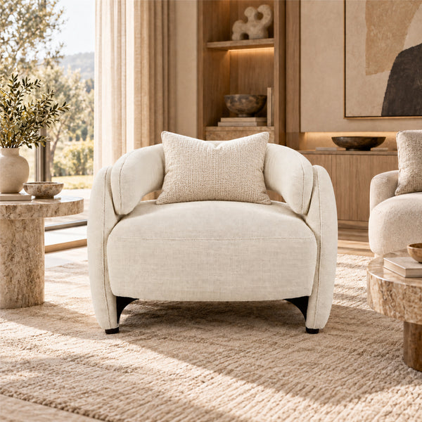 Echo Bouclé Barrel Chair (White) Get Set Style Furniture