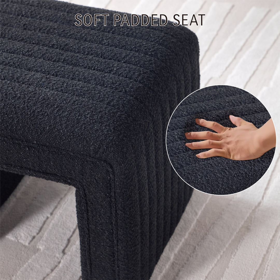 Black U Shaped Boucle Ottoman #100044