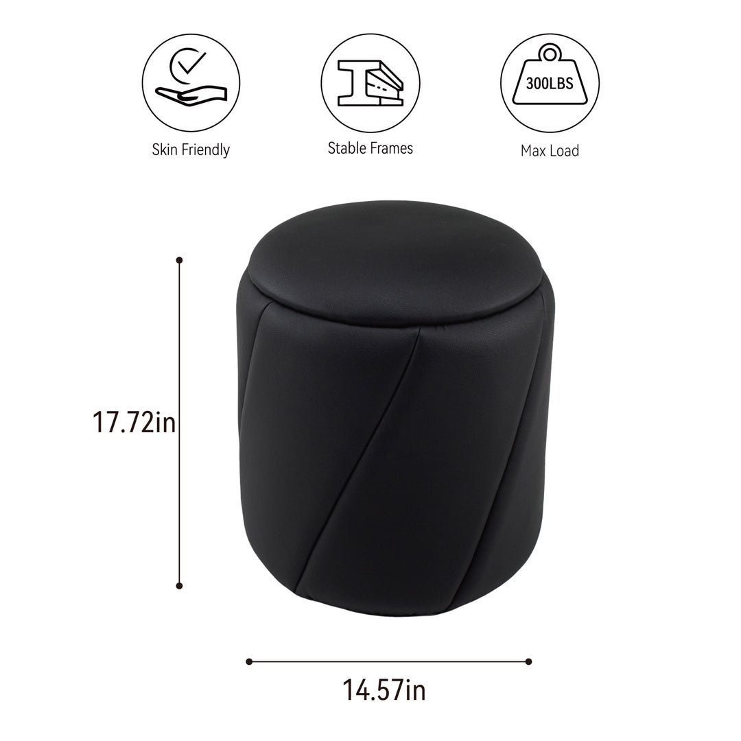 Black Faux Leather Storage Ottoman #100151