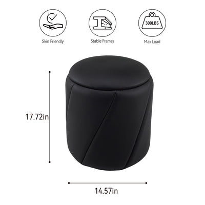 Black Faux Leather Storage Ottoman #100151