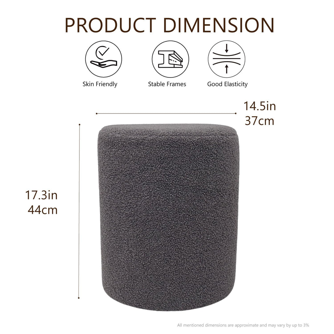Linen Dark Gray Round Ottoman