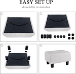 Load image into Gallery viewer, Luxora Rectangle Light Gray Linen Small Foot Stool
