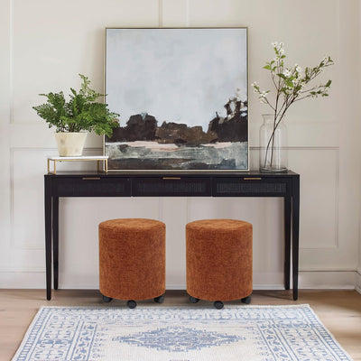 Orange Round Ottoman With Pulley #100148