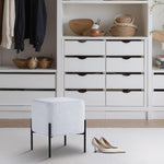 Load image into Gallery viewer, Everest Ivory Cube Shaped Boucle Light Gray Stool
