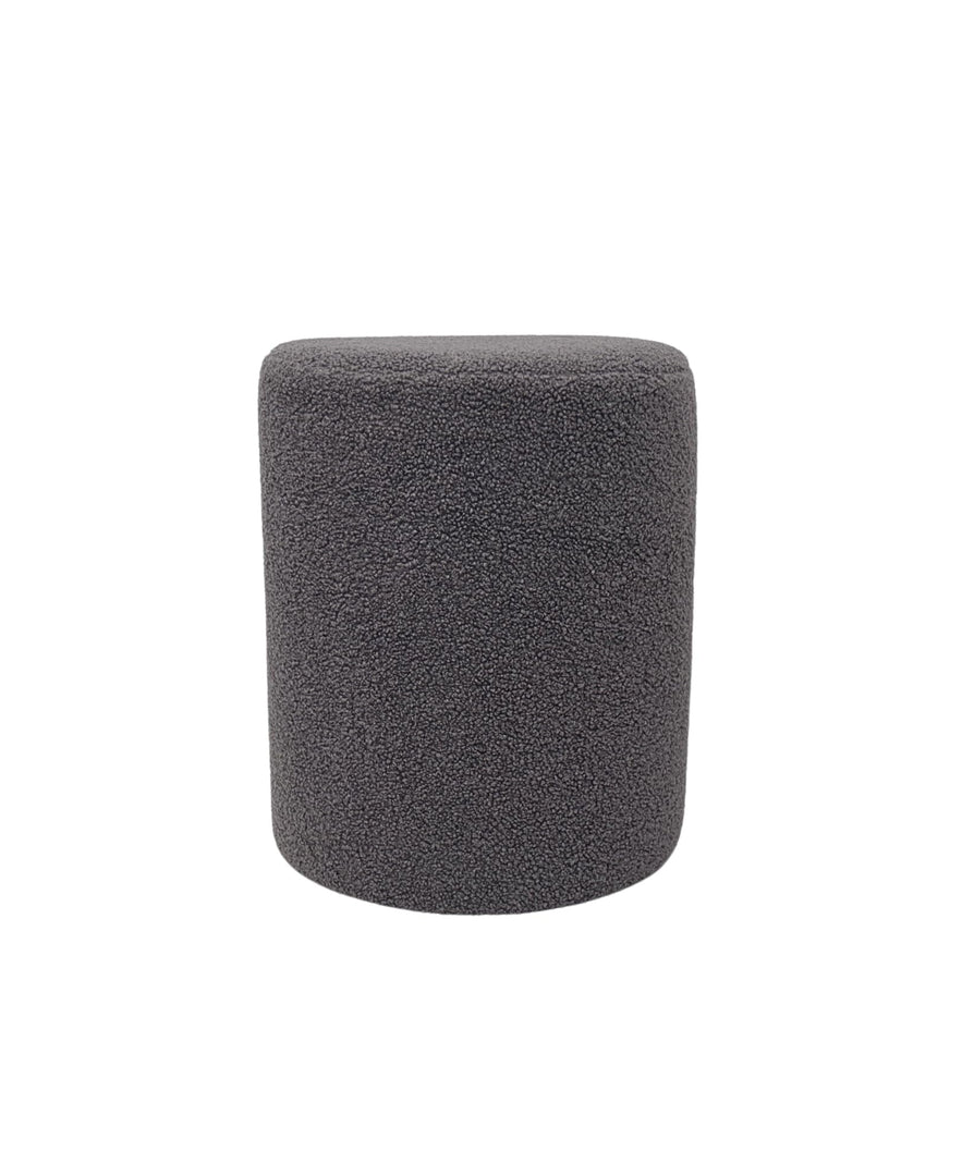 Linen Dark Gray Round Ottoman