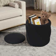 Black Faux Leather Storage Ottoman #100151