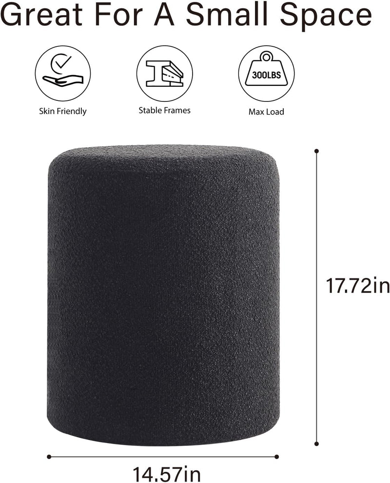 Paulo Boucle Fabric Round Ottoman