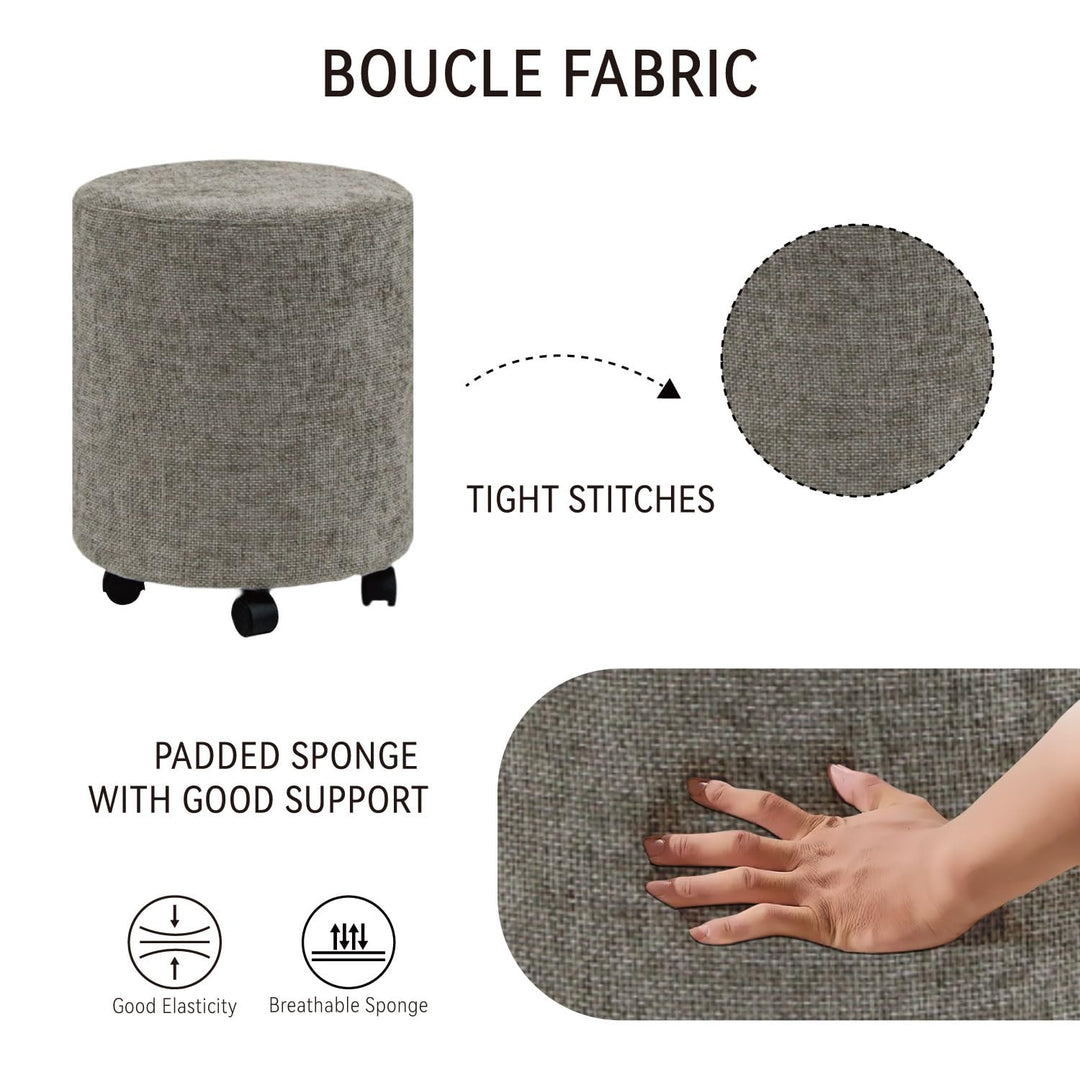 Dark Grey Round Ottoman With Pulley #100149
