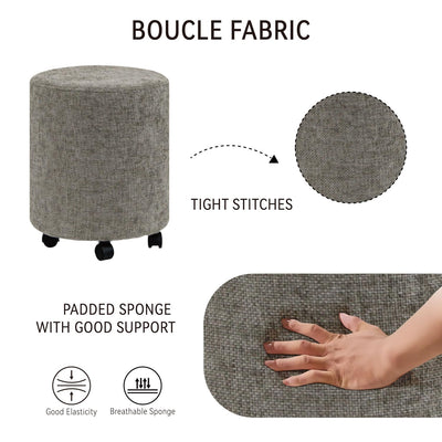 Dark Grey Round Ottoman With Pulley #100149