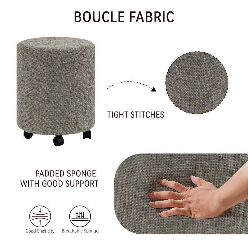 Dark Grey Round Ottoman With Pulley 