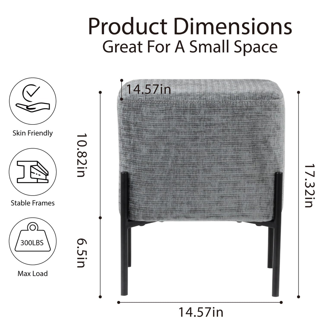 Dark Grey Cube-Shaped Chenille Stool #100058