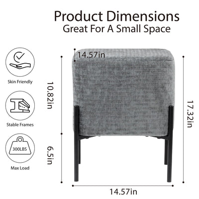 Dark Grey Cube-Shaped Chenille Stool #100058