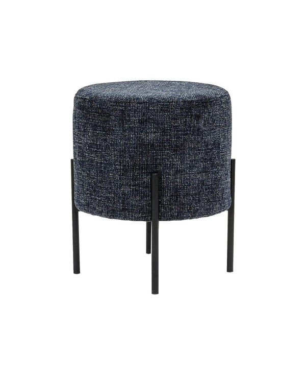 Linen Round Multifunctional Stool with Black Metal Legs (Blue) #100140 Get Set Style Furniture