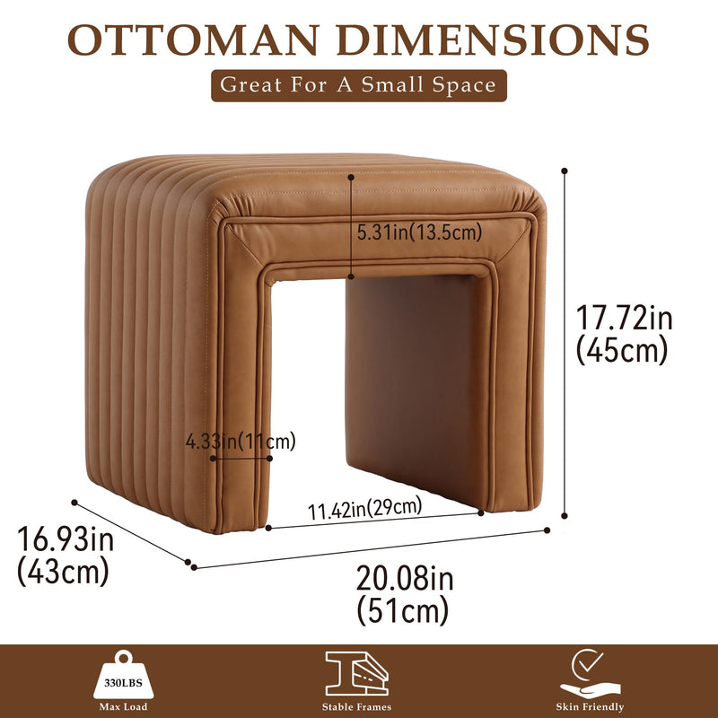 Brown U Shaped Leather Ottoman 