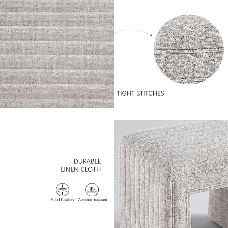 Beige U Shaped Boucle Ottoman 
