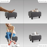 Load image into Gallery viewer, Luxora Rectangle Dark Gray Linen Small Foot Stool
