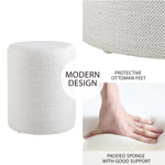 Load image into Gallery viewer, Linen Light Gray Round Ottoman
