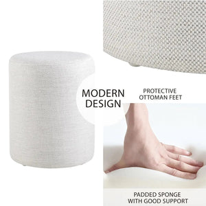 Linen Light Gray Round Ottoman #100204 Get Set Style Furniture