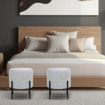 Load image into Gallery viewer, Linen Round Multifunctional Stool with Black Metal Legs (Light Gray)
