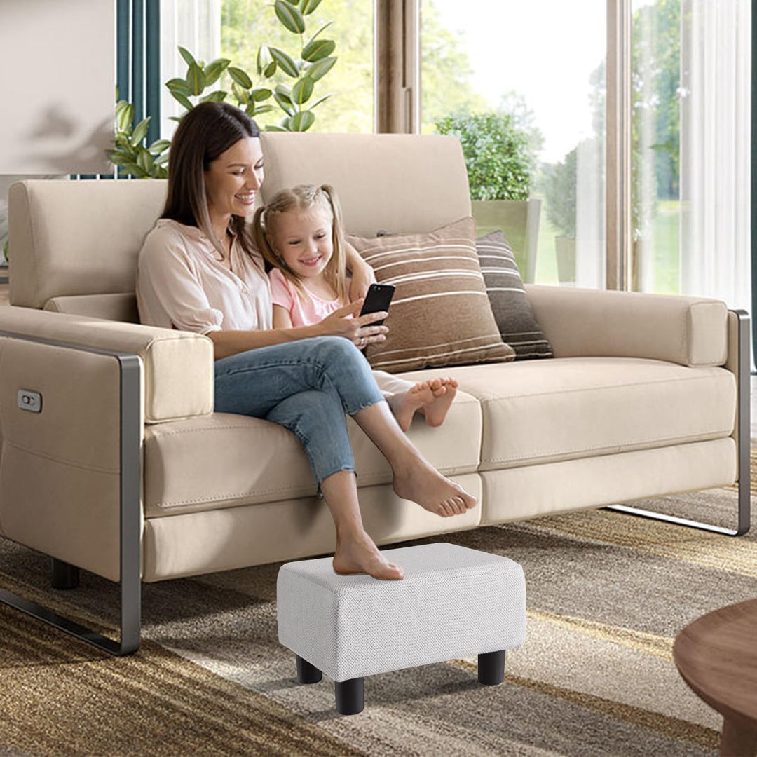 Luxora Rectangle Light Gray Linen Small Foot Stool